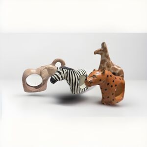 Lot of 4 Stone African Animal Napkin Rings